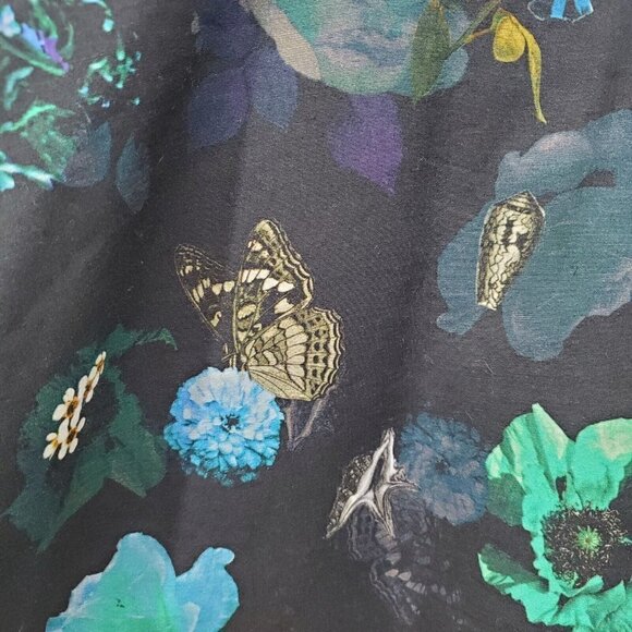 Club Monaco Women's Aurelie Dress Fit & Flair Flowers Butterfly V-Neck Pockets 4 - Picture 5 of 12